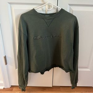 Green Vintage Champion Hoodie (Cropped)
